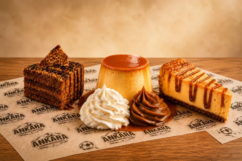 Postres de Ankara Burger: chocotorta, flan y tarta de queso